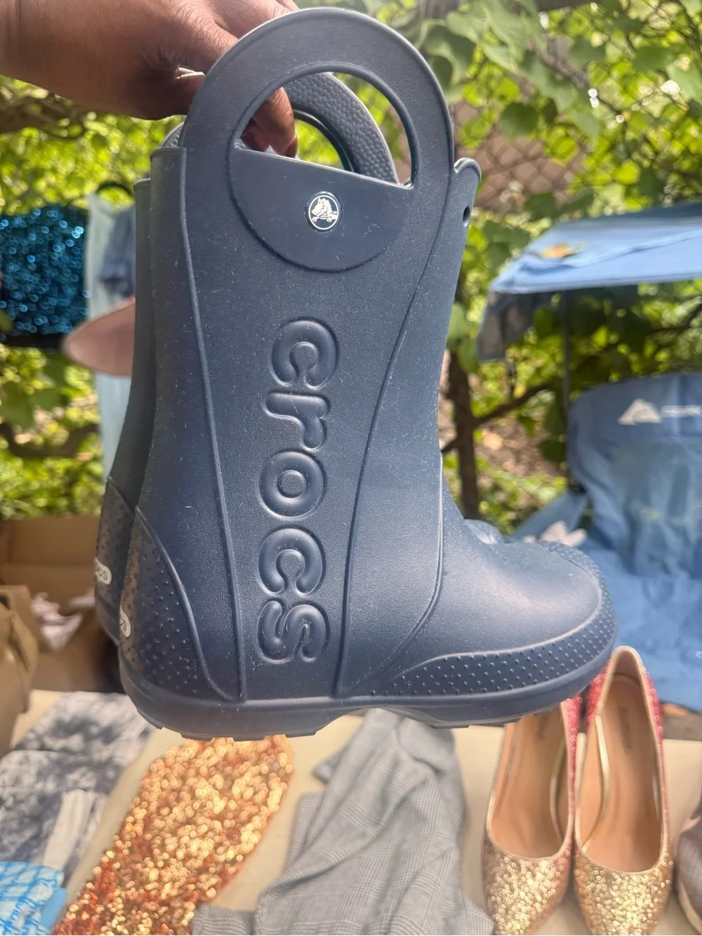 CROCS Kids Navy Rain & Snow Pull-On Boots